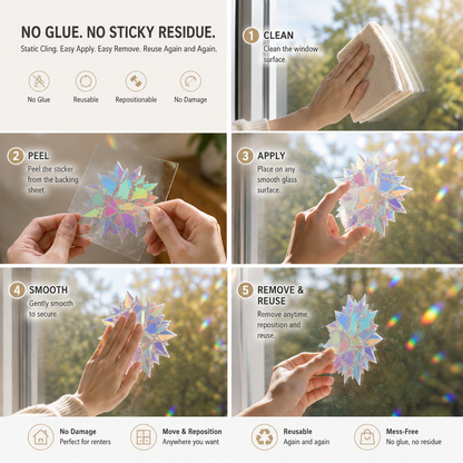BILLHOL® Rainbow Suncatcher Window Stickers 🌈 – Turn Sunlight Into Rainbows