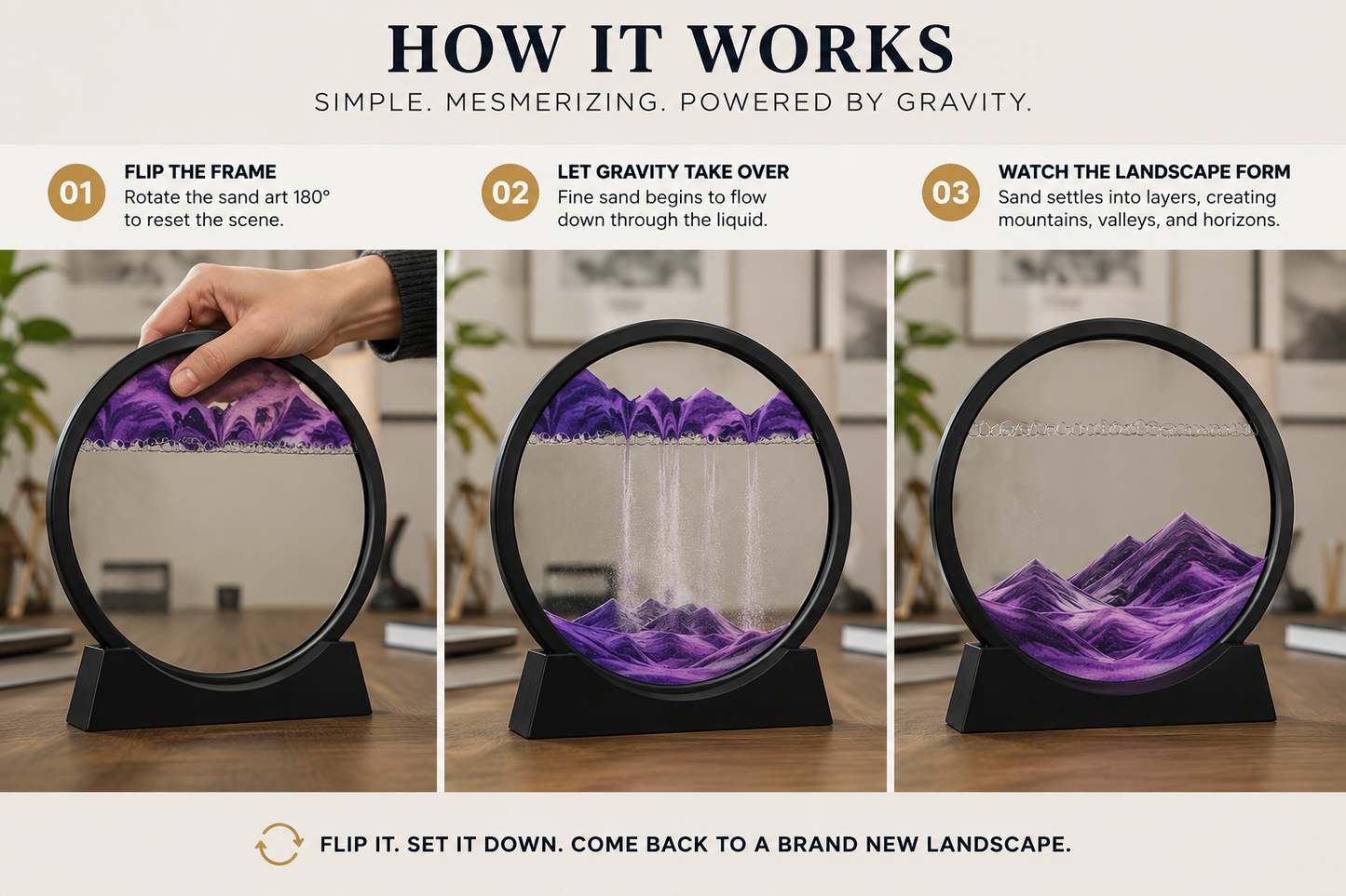 BILLHOL® 3D Moving Sand Art ⏳ – A New Landscape Every Flip