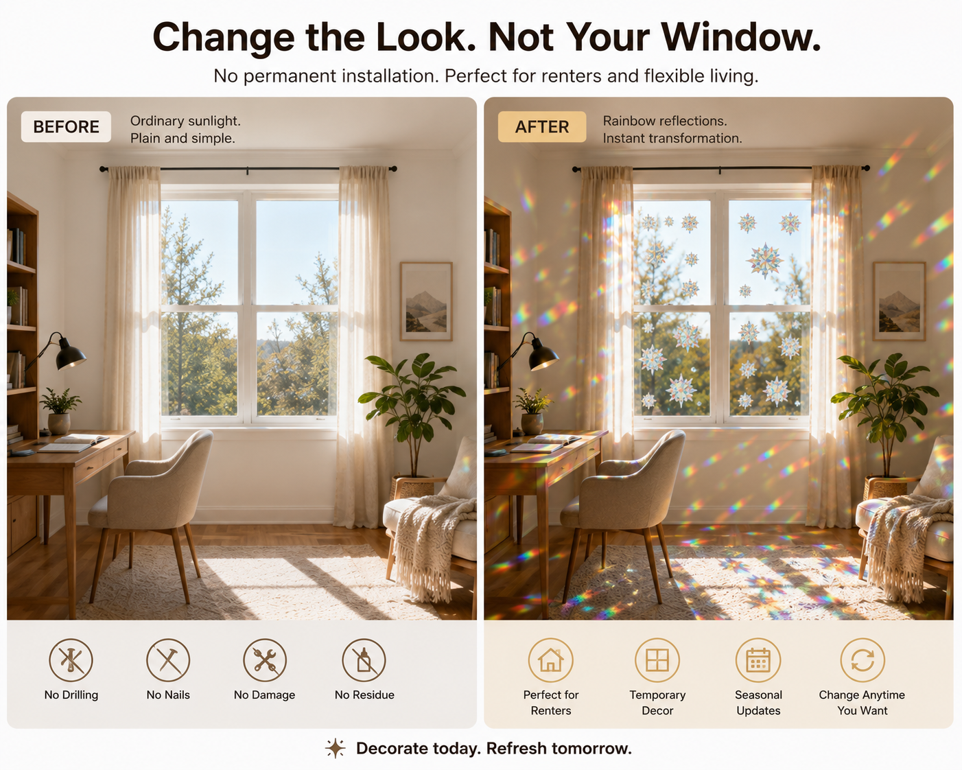 BILLHOL® Rainbow Suncatcher Window Stickers 🌈 – Turn Sunlight Into Rainbows