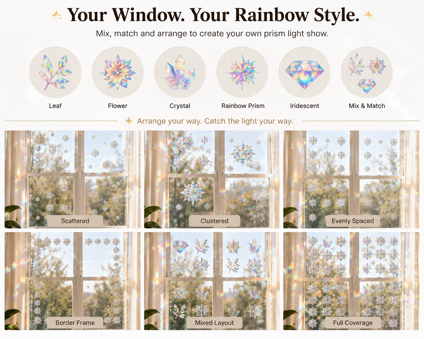 BILLHOL® Rainbow Suncatcher Window Stickers 🌈 – Turn Sunlight Into Rainbows