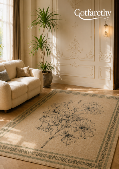 Gotfarethy French Botanical Sketch Area Rug