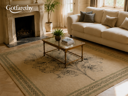 Gotfarethy French Botanical Sketch Area Rug