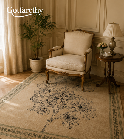 Gotfarethy French Botanical Sketch Area Rug