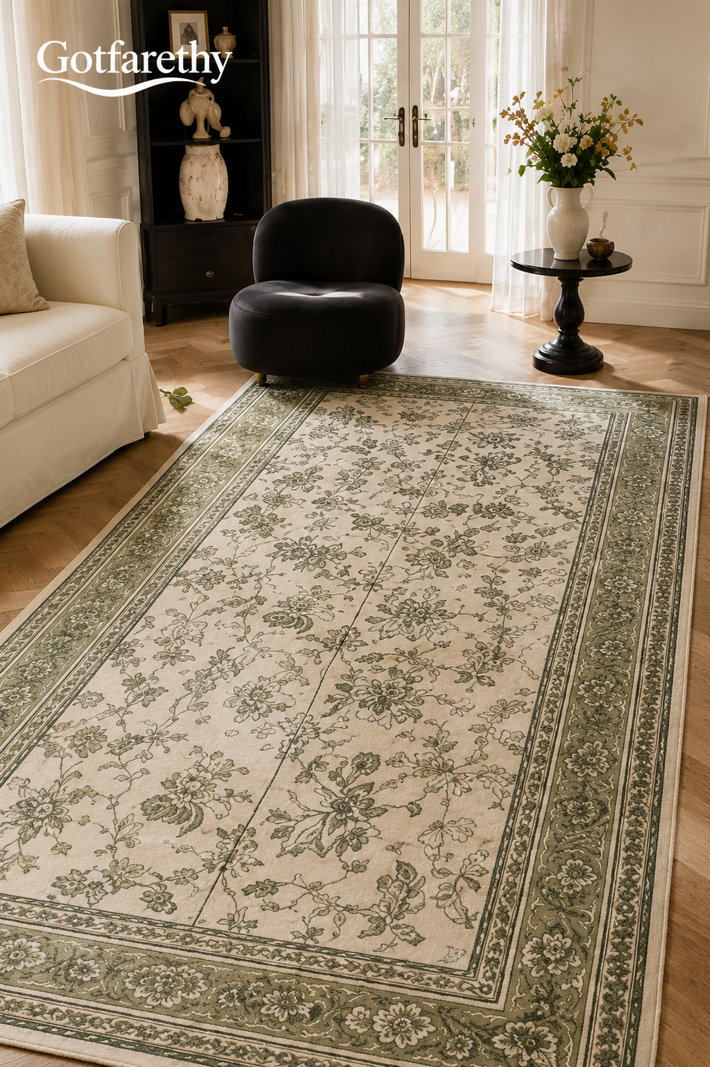 Gotfarethy French Olive Botanical Garden Area Rug