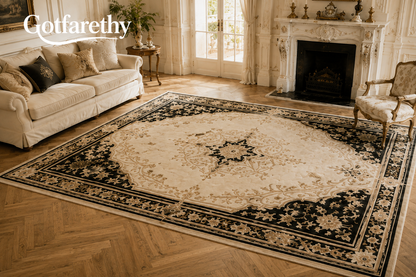 Gotfarethy French Noir Medallion Floral Area Rug
