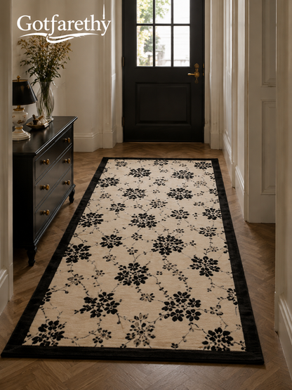 Gotfarethy French Noir Botanical Trellis Area Rug