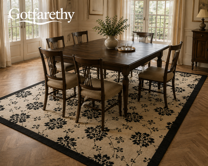 Gotfarethy French Noir Botanical Trellis Area Rug