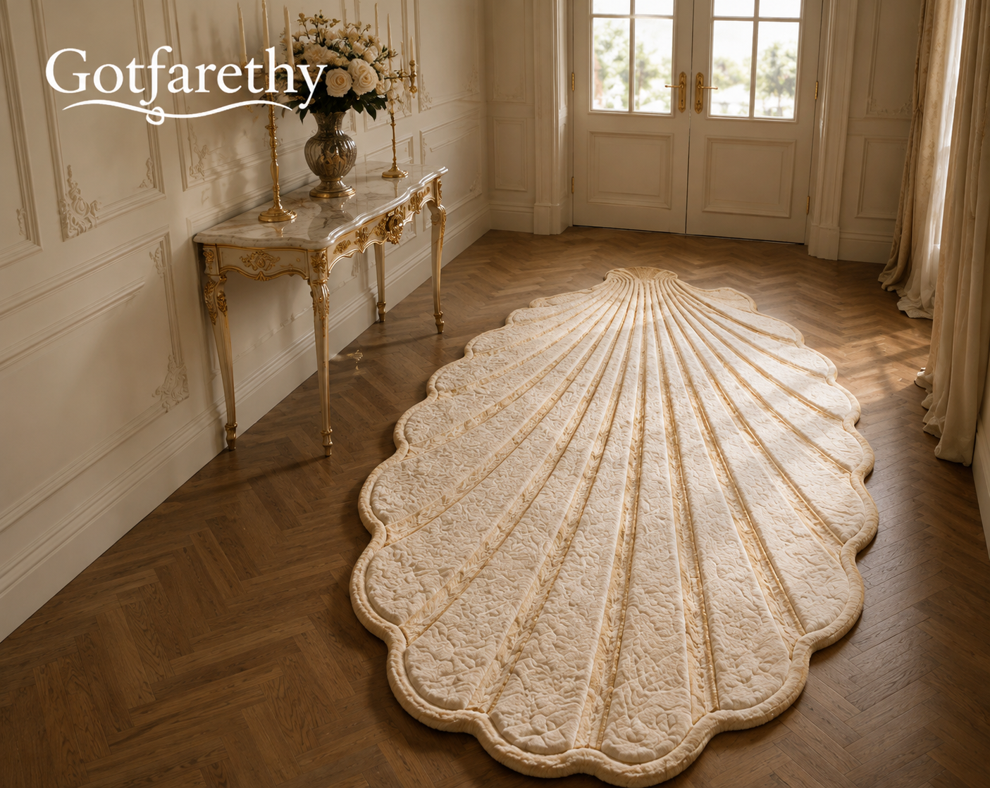 Gotfarethy French Scallop Shell Sculpted Area Rug