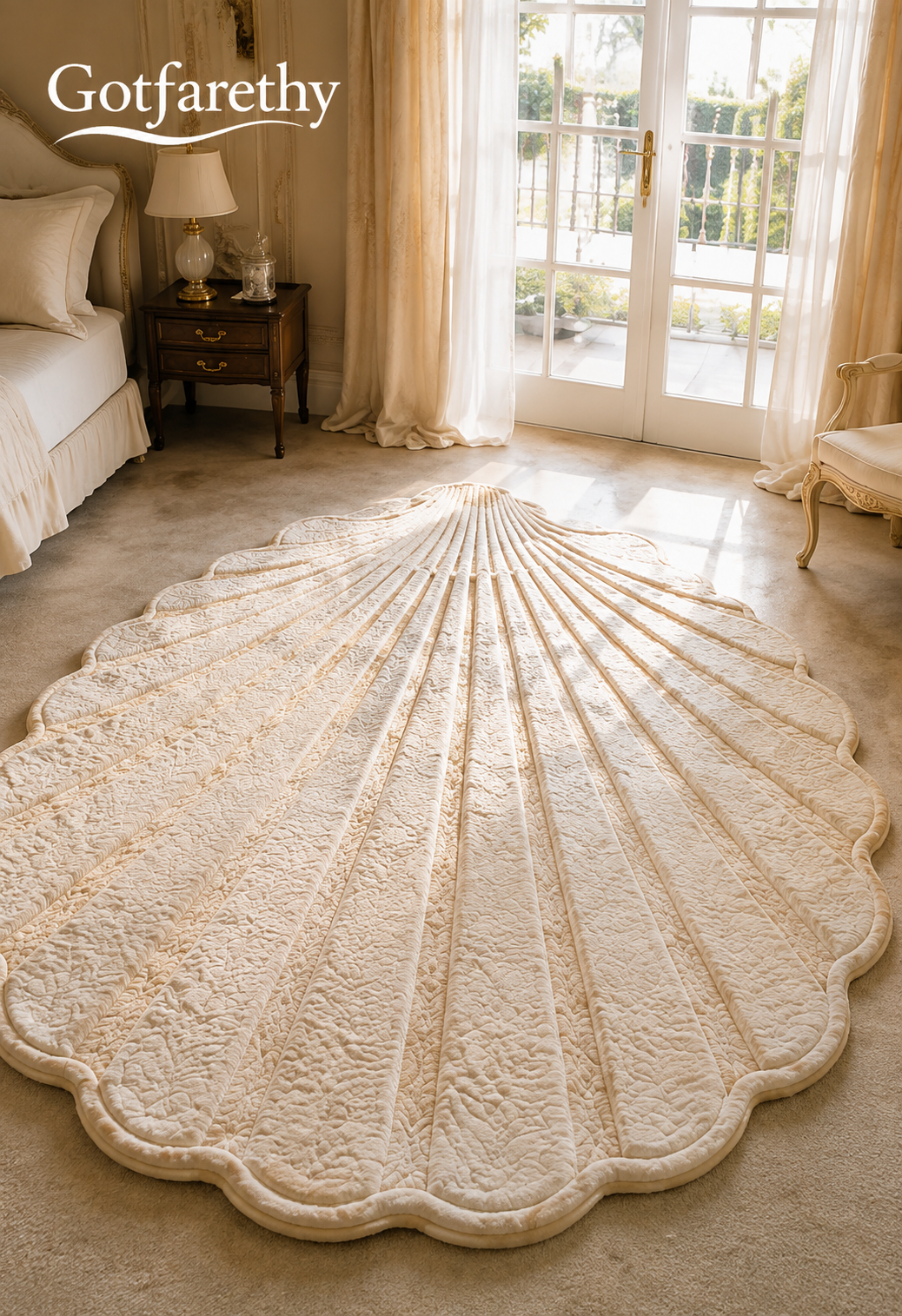 Gotfarethy French Scallop Shell Sculpted Area Rug