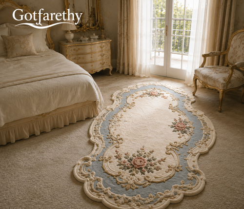 Gotfarethy French Rococo Floral Sculpted Area Rug