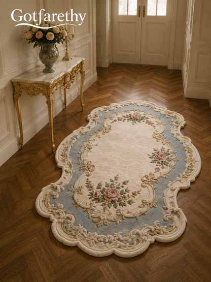Gotfarethy French Rococo Floral Sculpted Area Rug