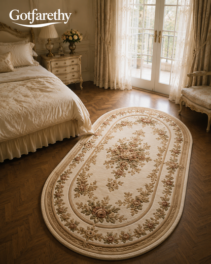 Gotfarethy French Rose Garland Oval Area Rug