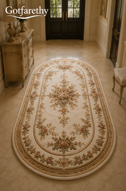 Gotfarethy French Rose Garland Oval Area Rug