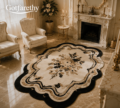 Gotfarethy French Noir Floral Sculpted Area Rug