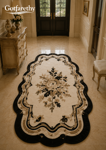 Gotfarethy French Noir Floral Sculpted Area Rug
